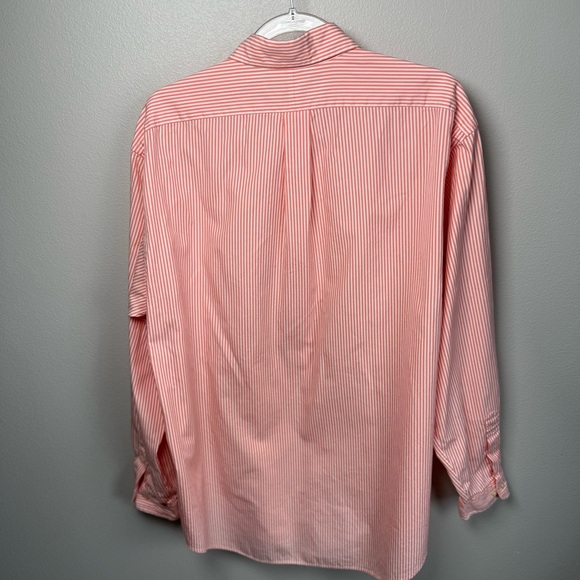 Ralph Lauren Men's Orange White Striped Button Down Classic Fit Shirt 16.5 36/37 - Picture 6 of 11